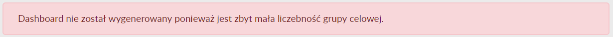 komunikat o niskiej liczebności grupy celowej